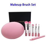 2 in 1 Super Soft Premium Nylon Hair Makeup Brushes with Makeup Mirror Box (Pink)