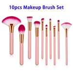 10pcs/set Portable Super Soft Premium Pink Wood Handle Makeup Brushes