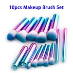 10pcs Super Soft Premium Synthetic Hair Colorful Gradient Handle Makeup Brushes Set (Color 1)