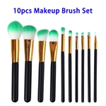 10pcs Super Soft Premium Synthetic Hair Wood Handle Make Up Brush Set (Black)