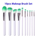 10pcs Super Soft Premium Synthetic Hair Wood Handle Make Up Brush Set (White)