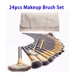 24pcs/set Wood Handle Makeup Brushes Set with PU Bag