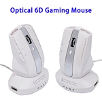 800/1200/1600DPI USB Rechargeable Wireless Optical 6D Gaming Mouse (White+Grey)