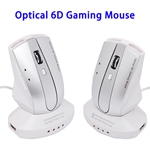 800/1200/1600DPI USB Rechargeable Wireless Optical 6D Gaming Mouse (White+Silver)