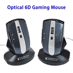 800/1200/1600DPI USB Rechargeable Wireless Optical 6D Gaming Mouse (Dark Blue+Silver)
