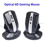 800/1200/1600DPI USB Rechargeable Wireless Optical 6D Gaming Mouse (Black+Silver)