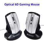 800/1200/1600DPI USB Rechargeable Wireless Optical 6D Gaming Mouse (Black+surface Silver)