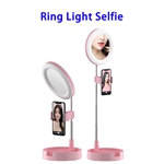 New Arrival 360 Degree Rotation Storage LED Cosmetic Mirror Makeup Mirror with Phone Holder(Pink)