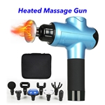 Heated Massage Gun Deep Tissue Percussion Massager Handheld Electric Muscle Massager (Blue)