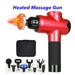 Heated Massage Gun Deep Tissue Percussion Massager Handheld Electric Muscle Massager (Red)