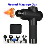 Heated Massage Gun Deep Tissue Percussion Massager Handheld Electric Muscle Massager (Black)