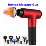 Hot Compress Deep Tissue Percussion Massager Muscle Heated Massage Gun with 8 Heads (Red)