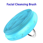 Newest Version USB Rechargeable Silicone Electric Face Massage Facial Cleansing Brush(Blue)