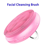 Newest Version USB Rechargeable Silicone Electric Face Massage Facial Cleansing Brush(Pink)