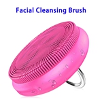 Newest Version USB Rechargeable Silicone Electric Face Massage Facial Cleansing Brush(Purple)