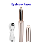 New Product USB Rechargeable Womens Painless Eyebrow Hair Remover Trimmer(Rose Gold)