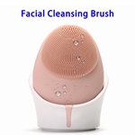Wholesale Wireless Charging Electric Silicone Waterproof Massage Cleansing Facial Brush(Light pink)