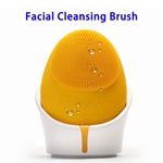 Wholesale Wireless Charging Electric Silicone Waterproof Massage Cleansing Fcial Brush（yellow）