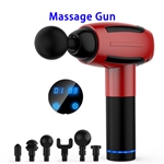 6 Speeds and 6 Heads Vibration Percussion Deep Tissue Muscle Massage Gun with LED Display(Red)