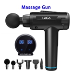 30 Speeds 6 Heads LED Display Vibration Percussion Deep Tissue Muscle Massage Gun (Black)