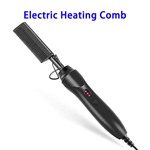 Hot Comb Electric Heating Comb Security Portable Curling Iron Heated Brush Multifunctional Copper Hair Straightener Brush Straightening Comb(Black)