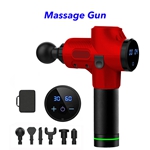 30 Speed 6 Heads Cordless Handheld Massage Gun Deep Tissue Percussion Body Massager (Red)