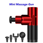 4 Speed USB Rechargeable Body Muscle Massager Mini Massage Gun with 4 Heads(Red)