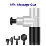4 Speed USB Rechargeable Body Muscle Massager Mini Massage Gun with 4 Heads(Silver)