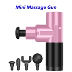 4 Speed USB Rechargeable Body Muscle Massager Mini Massage Gun with 4 Heads(Pink)