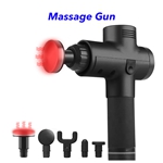 Trend 20 Speeds 5 Heads Heat Fascial Handheld Vibration Deep Tissue Muscle Massage Gun (Black)