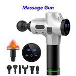 30 Speed Heated Gun Massager Cordless Handheld Massage Gun Deep Tissue Percussion Body Massager (Silver)