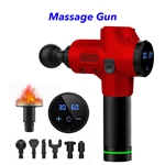 30 Speed Heated Gun Massager Cordless Handheld Massage Gun Deep Tissue Percussion Body Massager (Red)