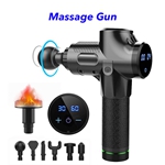 30 Speed Heated Gun Massager Cordless Handheld Massage Gun Deep Tissue Percussion Body Massager (Black)