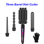 New Arrive 4 in 1 Electric Hot Straightening Heat Pressing Comb Curling Flat Hair Curler(black)