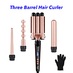 New Arrive 4 in 1 Electric Hot Straightening Heat Pressing Comb Curling Flat Hair Curler(rose)