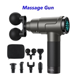 Therapy Gun Massager Handheld Double-head Percussion Deep Tissue Fascial Gun Electric Muscle Massage Gun(silver gray)