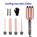 5 in 1 Curling Wand Fast Heating Hair Wand in All Hair Type Professional Curling Iron Set (Rose Gold)