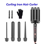 5 in 1 Curling Wand Fast Heating Hair Wand in All Hair Type Professional Curling Iron Set (Black)