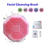Silicone Skin Care Brush Device Electric Rechargeable Waterproof 5 lights 4 Speed  Facial Cleansing Brush