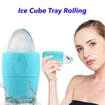Face Skin Care Reusable and Freezable Ice Face Roller Mold Silicone Face Roller(Cyan)