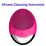 Waterproof USB Rechargeable Ultrasonic Silicone Facial Cleansing Massager (Rose Red)