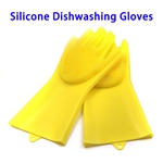 FDA Reusable Dish Wash Scrubbing Sponge Silicone Cleaning Gloves (Yellow)