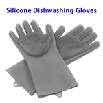FDA Reusable Dish Wash Scrubbing Sponge Silicone Cleaning Gloves (Grey)