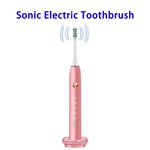 CE ROHS FCC FDA Approved Rechargeable Sonic Electric Automatic Toothbrush for Adults with Wireless Charging Base (Pink)