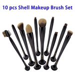 10pcs Nylon Hair Shell Makeup Brush Set (Black)