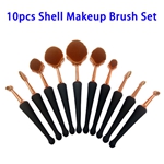 10pcs Electroplated Handle Shell Makeup Brushes Set