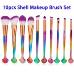10pcs/set Powder Foundation Beauty Cosmetics Shell Makeup Brushes Set (Color 1)