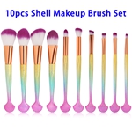 10pcs/set Powder Foundation Beauty Cosmetics Shell Makeup Brushes Set (Color 2)