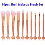 10pcs/set Powder Foundation Beauty Cosmetics Shell Makeup Brushes Set (Rose Gold)