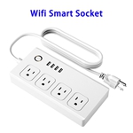 CE ROHS Approved 4 Outlet 4 USB Port Wifi Smart Power Strip (US Plug)